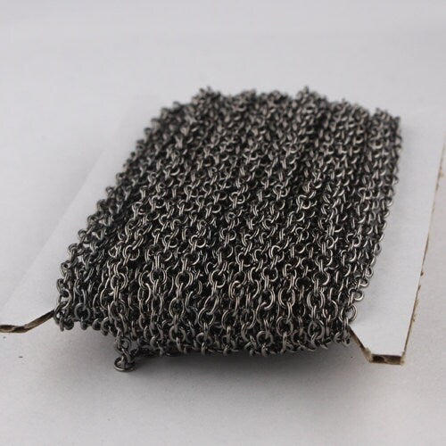 32 ft spool of Gunmetal Finished Round Soldered Cable Chain - 3.4x3.0mm SOLDERED Link - 3430S