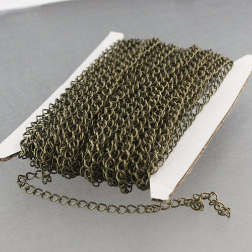 10 ft Antique Brass SOLDER Curb Chain EXTENDER Chain - 4x3mm - 43CURB