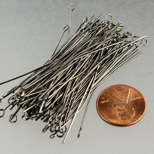Bulk/FingerPick 100 Pcs pcs of Gunmetal Plated Eyepin Headpin - 21G - 2 inch - 9PIN-21G-50
