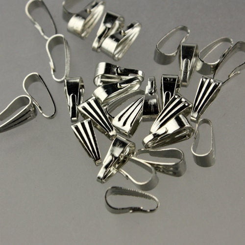 100 pcs of Rhodium plated Pendant Pinch Bail 9x3.5mm