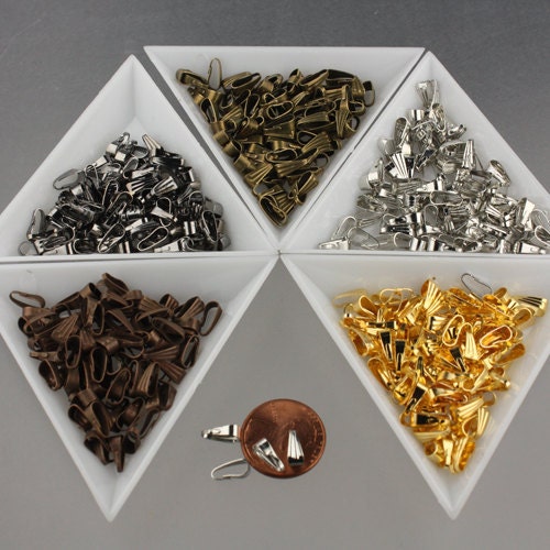 100 pcs of Rhodium plated Pendant Pinch Bail 9x3.5mm