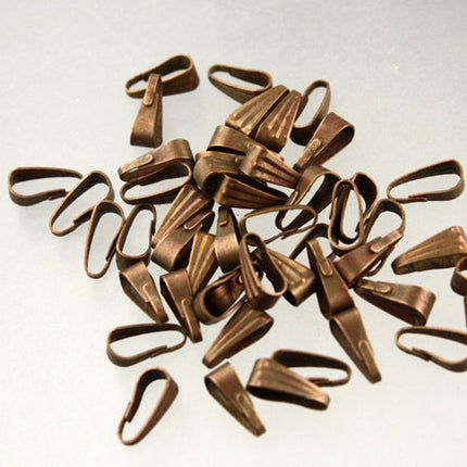100 pcs of Antique Copper Finished Pendant Pinch Bail 9x3.5mm