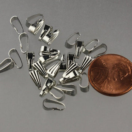 100 pcs of Rhodium plated Pendant Pinch Bail 9x3.5mm