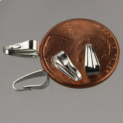 100 pcs of Rhodium plated Pendant Pinch Bail 9x3.5mm