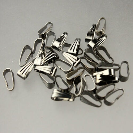 100 pcs of Gunmetal Pendant Pinch Bails - 9x3.5mm