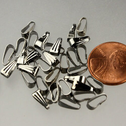 100 pcs of Gunmetal Pendant Pinch Bails - 9x3.5mm