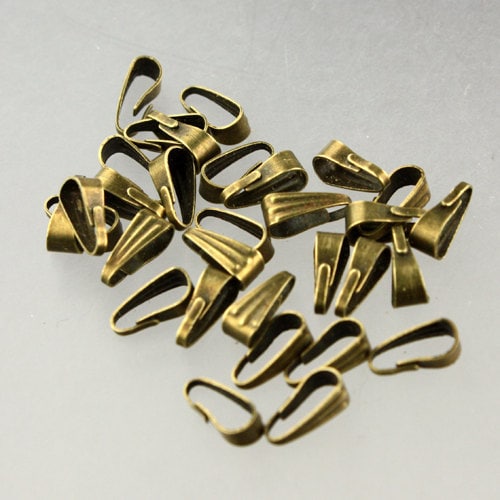 100 pcs of Antique Brass Finished Pendant Pinch Bail 9x3.5mm