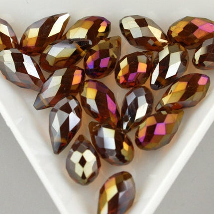 20 pcs of Dark Topaz Color Crystal Quartz Faceted Briolette Teardrop - 6x12mm