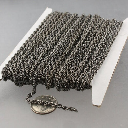 NEW new 32 ft of Gunmetal Finished Fashion Rope Chain - 3.9x3.0mm Link - Chain Thickness 2.7mm