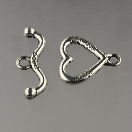 20 sets of Antique Silver Hart Sturdy Toggle Clasps