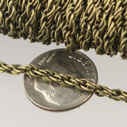 32 ft of Antique Brass Finished Fashion Rope Chain - 3.9x3.0mm Link - Chain Thickness 2.7mm
