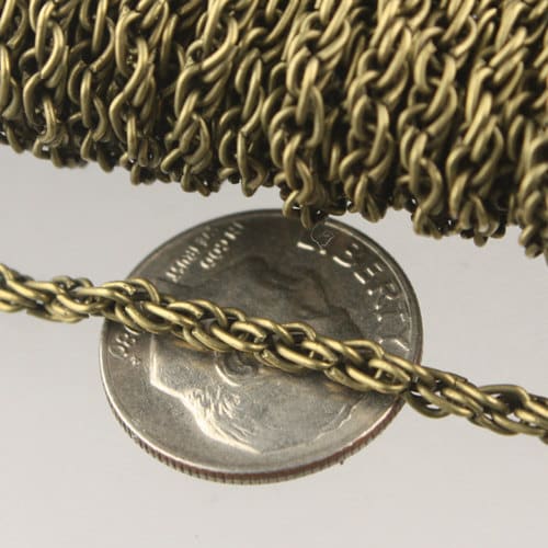 32 ft of Antique Brass Finished Fashion Rope Chain - 3.9x3.0mm Link - Chain Thickness 2.7mm