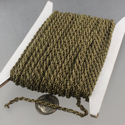 10 ft of Antique Brass Finished Fashion Rope Chain - 3.9x3.0mm Link - Chain Thickness 2.7mm