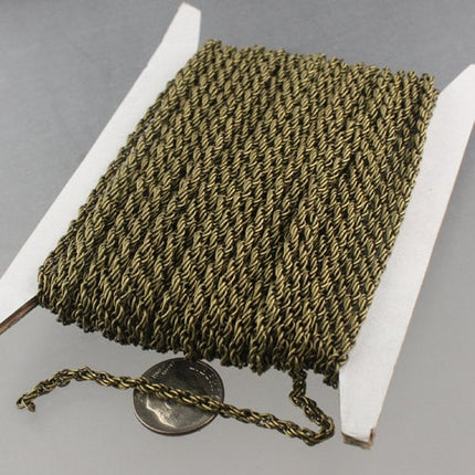 32 ft of Antique Brass Finished Fashion Rope Chain - 3.9x3.0mm Link - Chain Thickness 2.7mm