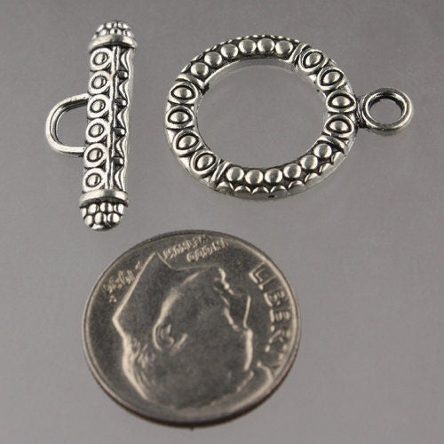 20 sets of Antique Silver Patten Sturdy Toggle Clasps