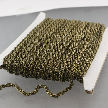 10 ft of Antique Brass Finished Fashion Rope Chain - 3.9x3.0mm Link - Chain Thickness 2.7mm