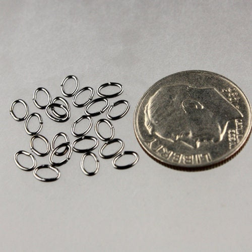 4x3mm OVAL Jump Rings, 200 Gunmetal Oval Jump Rings Jumprings Open 4x3mm 24 Gauge 24G Link Connector 5x4x3mm -