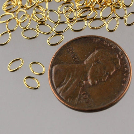 4x3mm OVAL Jump Rings, 200 Gold plated Oval Jump Rings Jumprings Open 4x3mm 24 Gauge 24G 0.5mm Link Connector 5x4x3mm