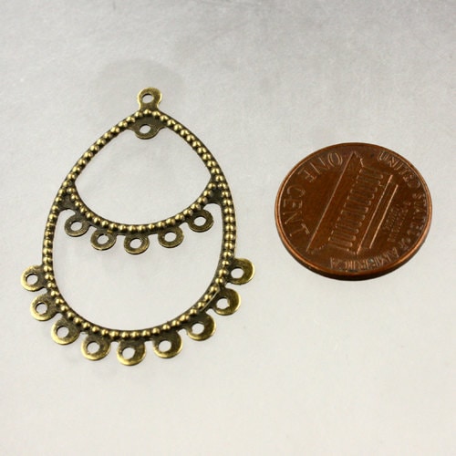 20 pcs of Antique Brass finished filigree drop dangle earring - 40x28mm