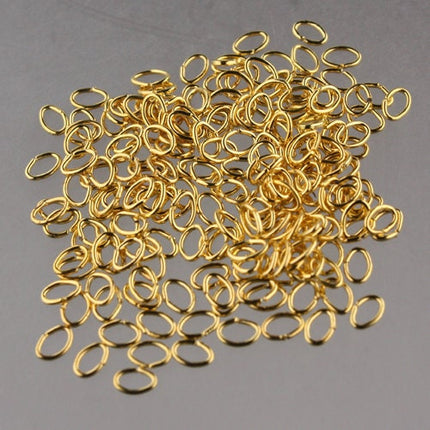 4x3mm OVAL Jump Rings, 200 Gold plated Oval Jump Rings Jumprings Open 4x3mm 24 Gauge 24G 0.5mm Link Connector 5x4x3mm