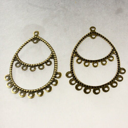 20 pcs of Antique Brass finished filigree drop dangle earring - 40x28mm
