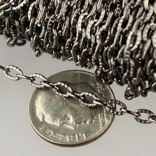SALE Sale 100 ft of Gunmetal finished Textured Cable Chain - 4X3mm unsoldered link