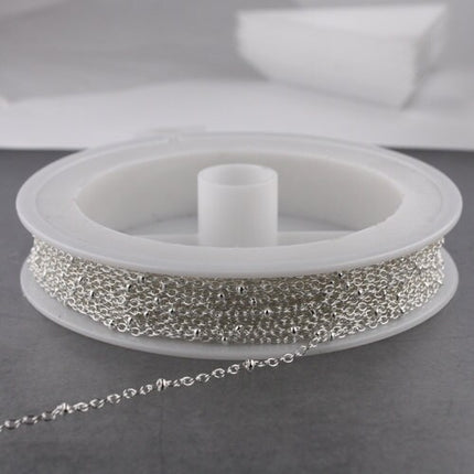 Sterling Silver Plated Chain Bulk Chain, 100ft spool of Tiny Satellite Chain Cable BALL Chain - 2.0x1.4mm SOLDERED Necklace  - 2014SAT
