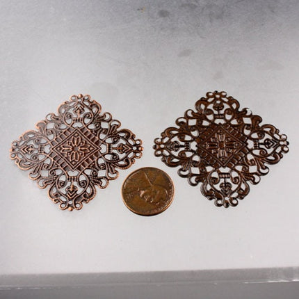 10 pcs of Antiqued Copper filigree drop Dangle 50x50mm