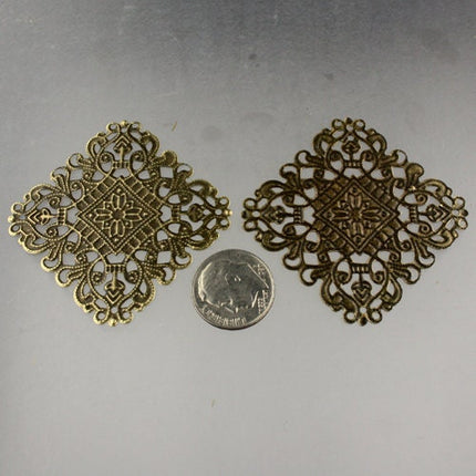 50 pcs of Antiqued brass filigree drop Dangle Earring Drop Earring Dangle - 40x40mm - 1.5 inch x 1.5 inch