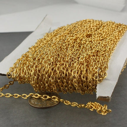 SALE Sale 50 ft of Gold  finished Textured Cable Chain - 4X3mm unsoldered link - 43TEX