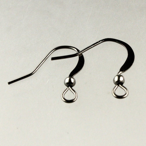 300 pcs of Gunmetal Finished  Flat Fish Hook with ball BIG Brass Earwire 22Gauge - 0.65mm wire