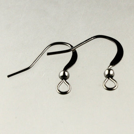 100 pcs of Gunmetal Finished  Flat Fish Hook with ball BIG Brass Earwire 22Gauge - 0.65mm wire