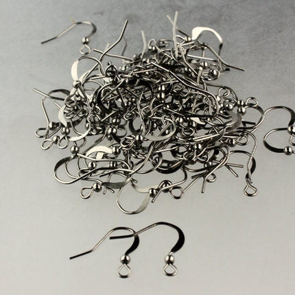 300 pcs of Gunmetal Finished  Flat Fish Hook with ball BIG Brass Earwire 22Gauge - 0.65mm wire
