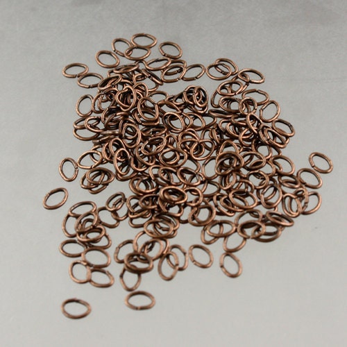 4x3mm Oval Jump Rings, 200 pcs of Antique Copper tiny little oval Jumprings Jump Rings - 4x3mm 24 guage 0.5mm Link Connector 5x4x3mm