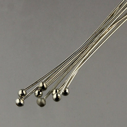 100 Rhodium Ball headpins Head Pins - 2 inches (50mm), 22 Gauge 22G 1.8mm Half Hard Body