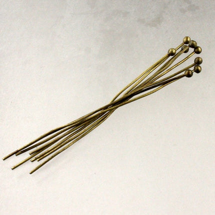 500 pcs Antique Brass Ball headpins Bronze - 2 inch (50mm), 22 Gauge 22G 1.8mm Ball