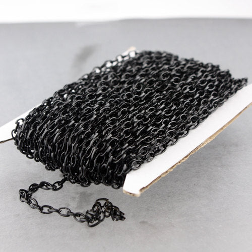 32 ft. Black finished Small Drawn oval Cable chain - 3.9x2.5mm unsoldered link - 3926DRAWN