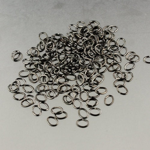 6x4mm OVAL Jump Rings, 200 Gunmetal Oval Jump Rings Jumprings Open 6x4mm 21 Gauge 21G Link Connector Open Jump Rings - 7x6x4mm