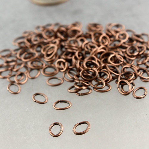 6x4mm Oval Jump Rings, 200 pcs of Antique Copper tiny little oval Jumprings Jump Rings - 6x4mm 21 guage 0.7mm Link Connector 7x6x4mm