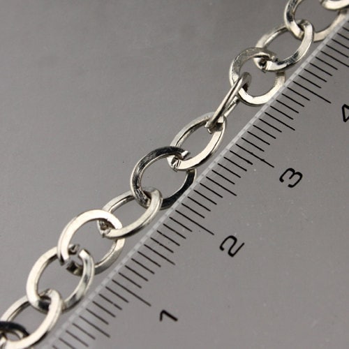 10 ft Rhodium Flat Chain Antique Silver Flat Cable Chain BIG Fashion Chain - 7.8x6.0mm - Unsoldered Link - Bulk Chain - 7860FL