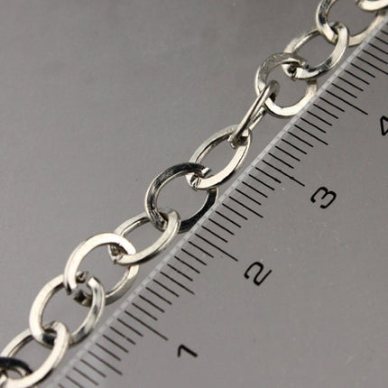 32 ft Rhodium Flat Chain Antique Silver Flat Cable Chain BIG Fashion Chain - 7.8x6.0mm - Unsoldered Link - Bulk  Wholesale - 7860FL