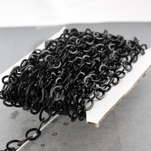 32 ft Black Flat Chain Cable Chain BIG Fashion Chain - 7.8x6.0mm - Unsoldered Link - Bulk Chain Necklace Wholesale - 7860FL