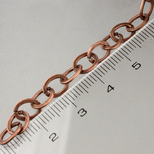 32 ft Antique Copper Flat Chain Cable Chain BIG Fashion Chain - 7.8x6.0mm - Unsoldered - Bulk Chain Necklace Wholesale DIY - 7860FL