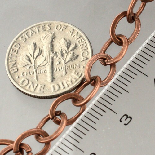 32 feet of Antique Copper Flat Chain Cable Chain BIG Fashion Chain - 7.8x6.0mm - Unsoldered - Bulk Chain Necklace Wholesale - 7860FL