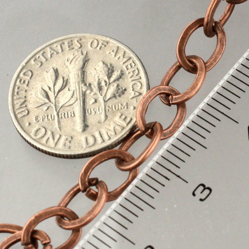 32 ft Antique Copper Flat Chain Cable Chain BIG Fashion Chain - 7.8x6.0mm - Unsoldered - Bulk Chain Necklace Wholesale DIY - 7860FL