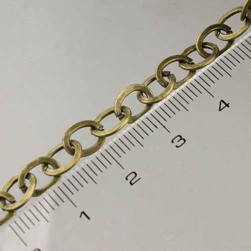 32 ft Antique Brass Flat Chain Bronze Cable Chain BIG Fashion Chain - 7.8x6.0mm - Unsoldered Link - Bulk Necklace DIY Chain - 7860FL