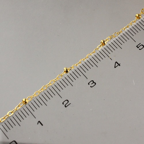100 ft Gold Plated Satellite Chain Flat BALL Chain - 2.4x1.7mm SOLDERED link - Tiny Small Ball Flat Cable Chain - Bulk Wholesale  - 2417FSAT