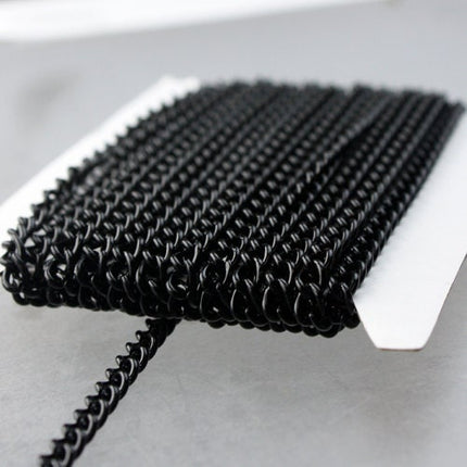 32 feet Black Curb Chain BIG Chunky Sturdy Curb Chain - 3.6mm width 1.0mm Wire Unsoldered - Bulk Chain Necklace Wholesale DIY - 36CURB