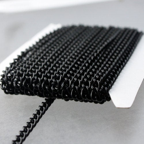 10 feet Black Curb Chain BIG Chunky Sturdy Curb Chain - 3.6mm width 1.0mm Wire Unsoldered - Bulk Chain Necklace Wholesale DIY - 36CURB