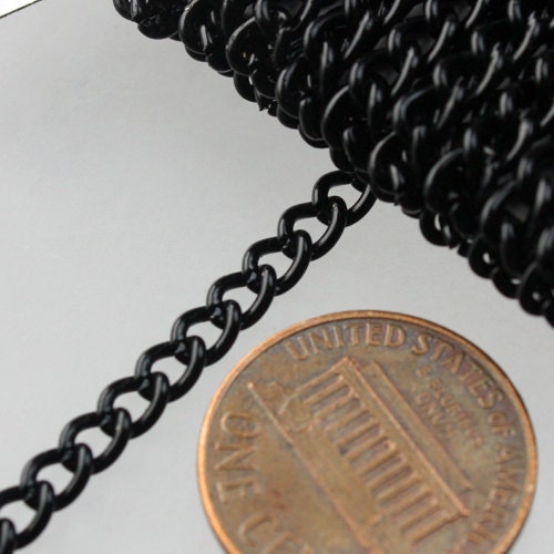 32 feet Black Curb Chain BIG Chunky Sturdy Curb Chain - 3.6mm width 1.0mm Wire Unsoldered - Bulk Chain Necklace Wholesale DIY - 36CURB